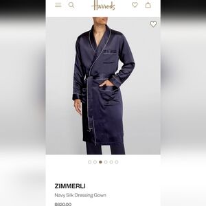 Zimmerli Harrods Navy Silk Dressing Robe